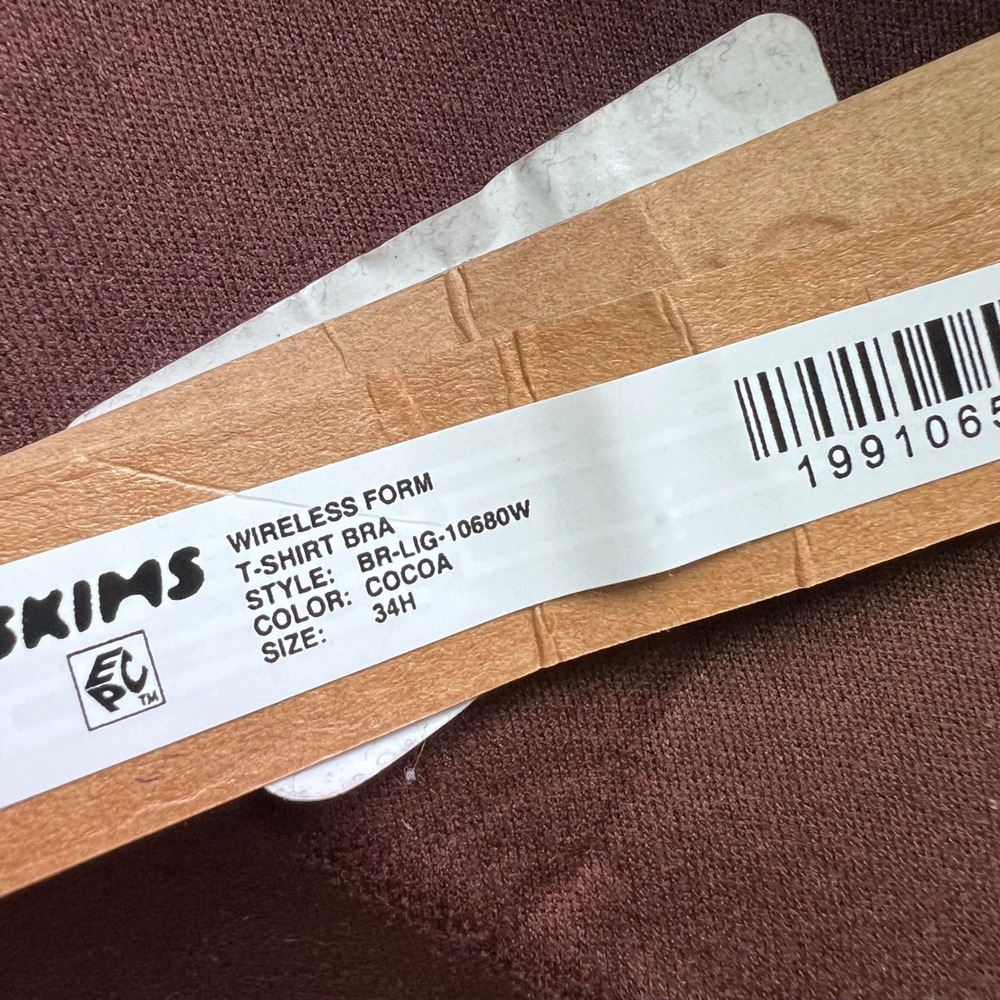 SKIMS Women's Wireless Form T-Shirt Bra Cocoa Brown Size 34H BR-LIG-10680W NEW - Picture 6 of 10